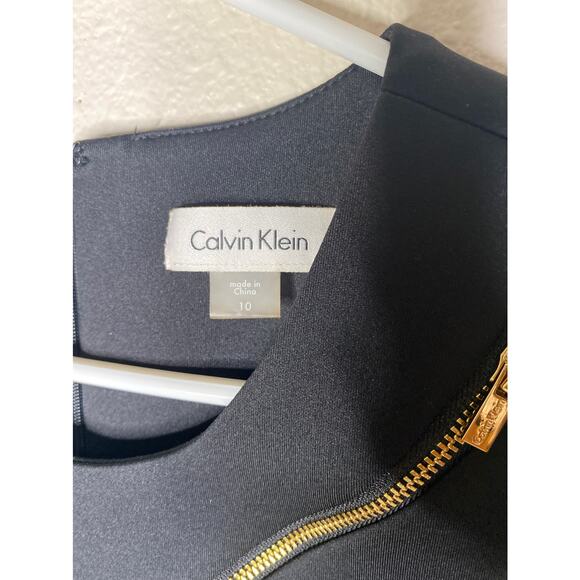 Calvin Klein Black Sheath Dress Size 10 with gold zipper embellishment - Picture 4 of 7
